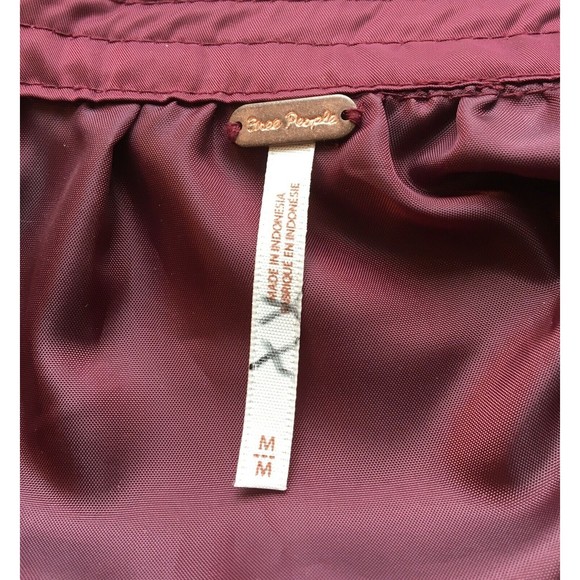 FREE PEOPLE Midnight Bomber Jacket Wine Red Size Medium Lightweight - Picture 3 of 5